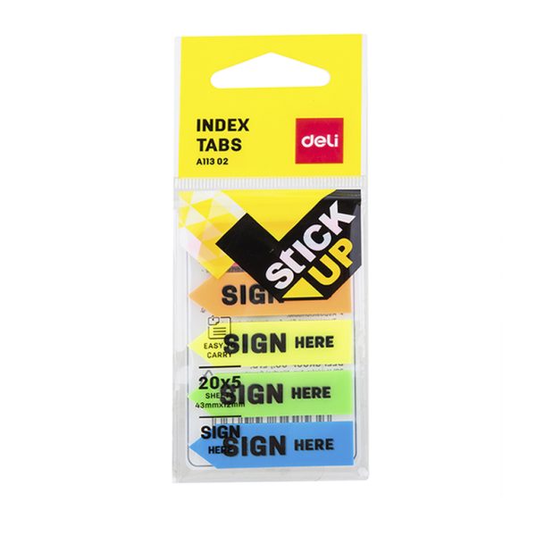 Індекс закладка Deli ЕА11302 мікс 12х44мм 5кол*20арк пластикові, стрілка