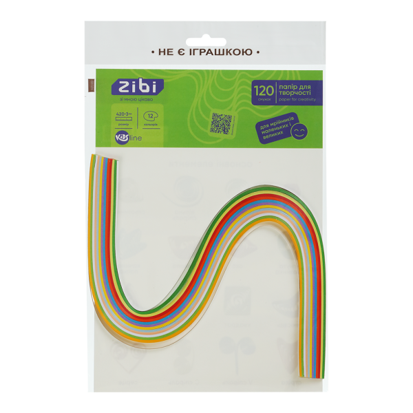 Папір кольоровий для квілінгу, 120г/м2, 420х3мм, 12 кол., 120шт KIDS Line