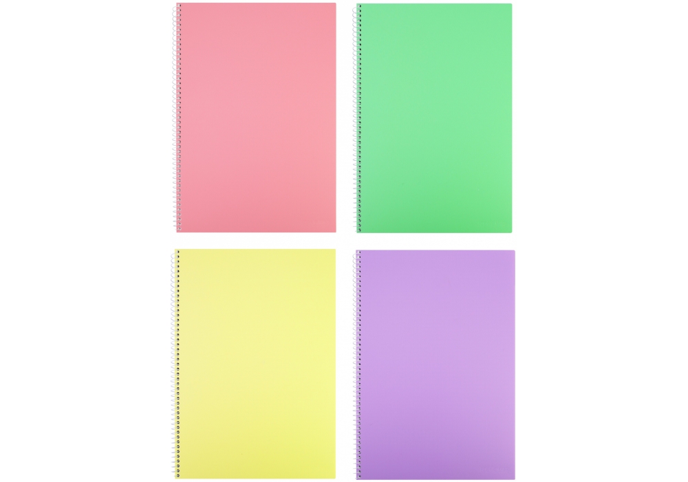 Блокнот А4, пластикова обкладинка (фактура тканина), бічна спіраль, 80 арк., клітинка, асорті пастел