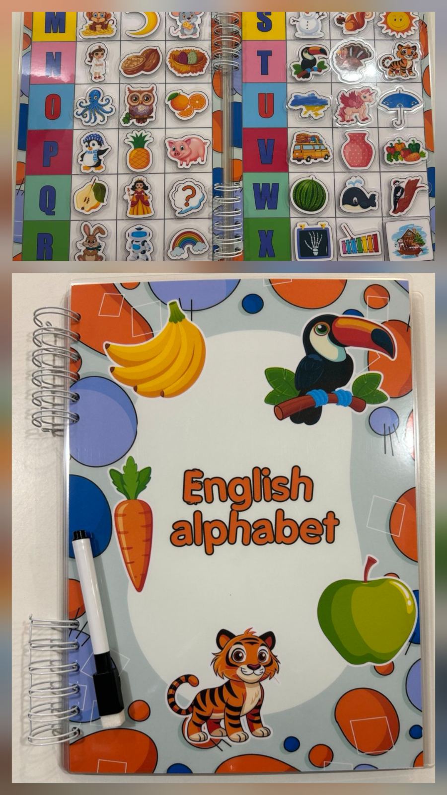 Книга English alphabet А4 на липучках, 8аркушів + маркер, арт. 101014