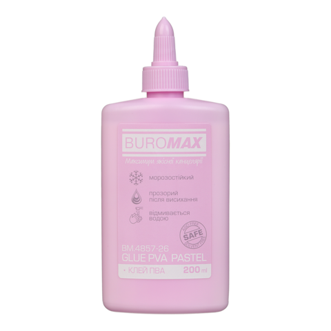 Клей ПВА 200 мл, PASTEL  , ковпачок-дозатор,бузковий
