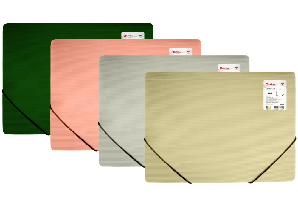 Папка на гумках, А4, OPTIMA, 500 мкм, фактура "СМУГА", асорті O30699
