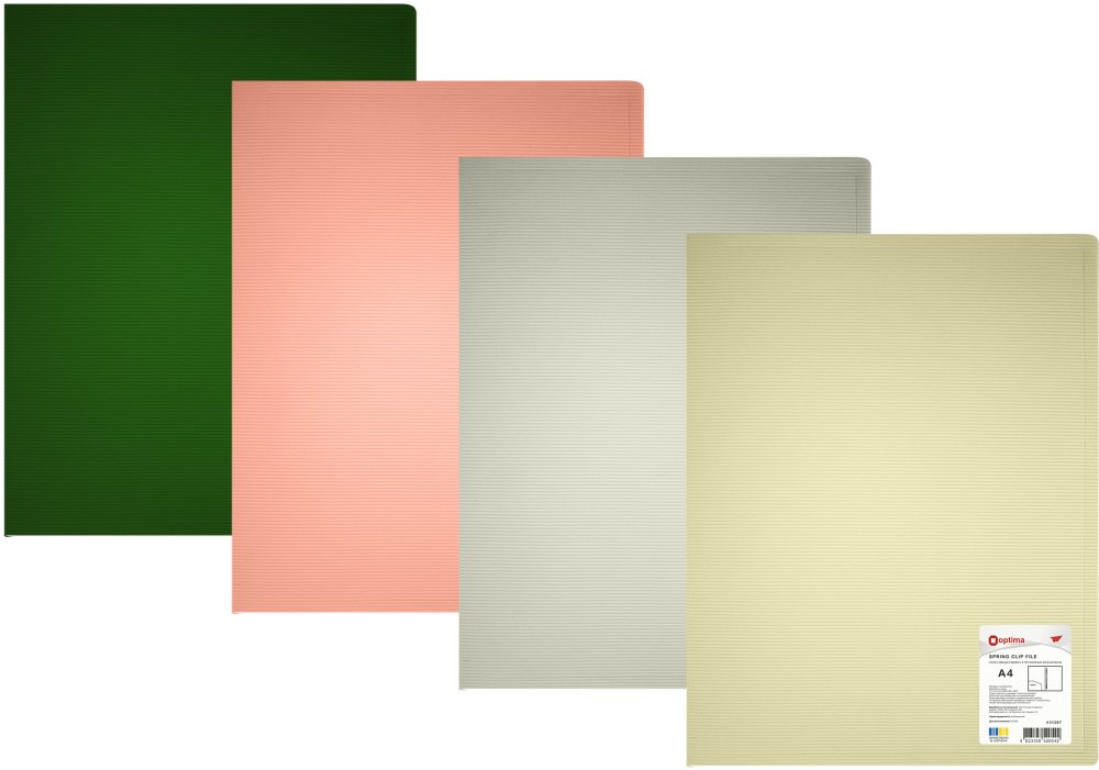 Папка Кліп А, А4, OPTIMA, 600 мкм, фактура "СМУГА", асорті O31287