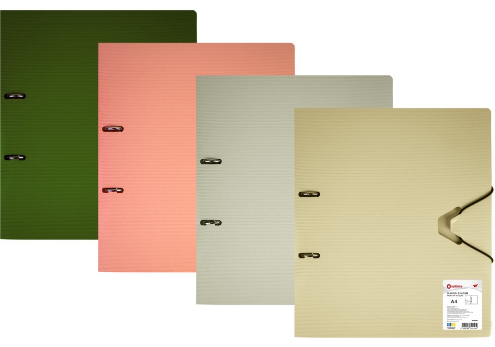 Папка на кільцях, А4, OPTIMA, 700 мкм, фактура "СМУГА", асорті O35462