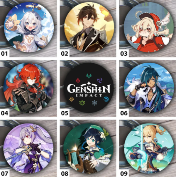 Значок Геншин Імпакт / Genshin Impact в  ассортименті | 44мм