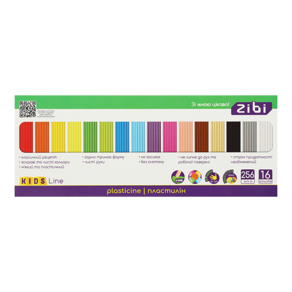 Пластилін 16 кольорів, 256г, ZB.6275 KIDS Line