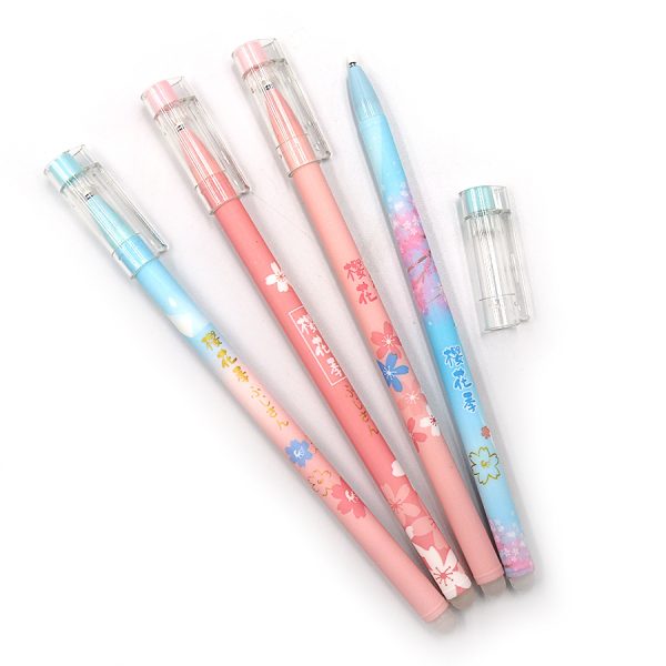 Ручка гелева пиши-стирай 0,38мм синя Квіти  QX-1814-2