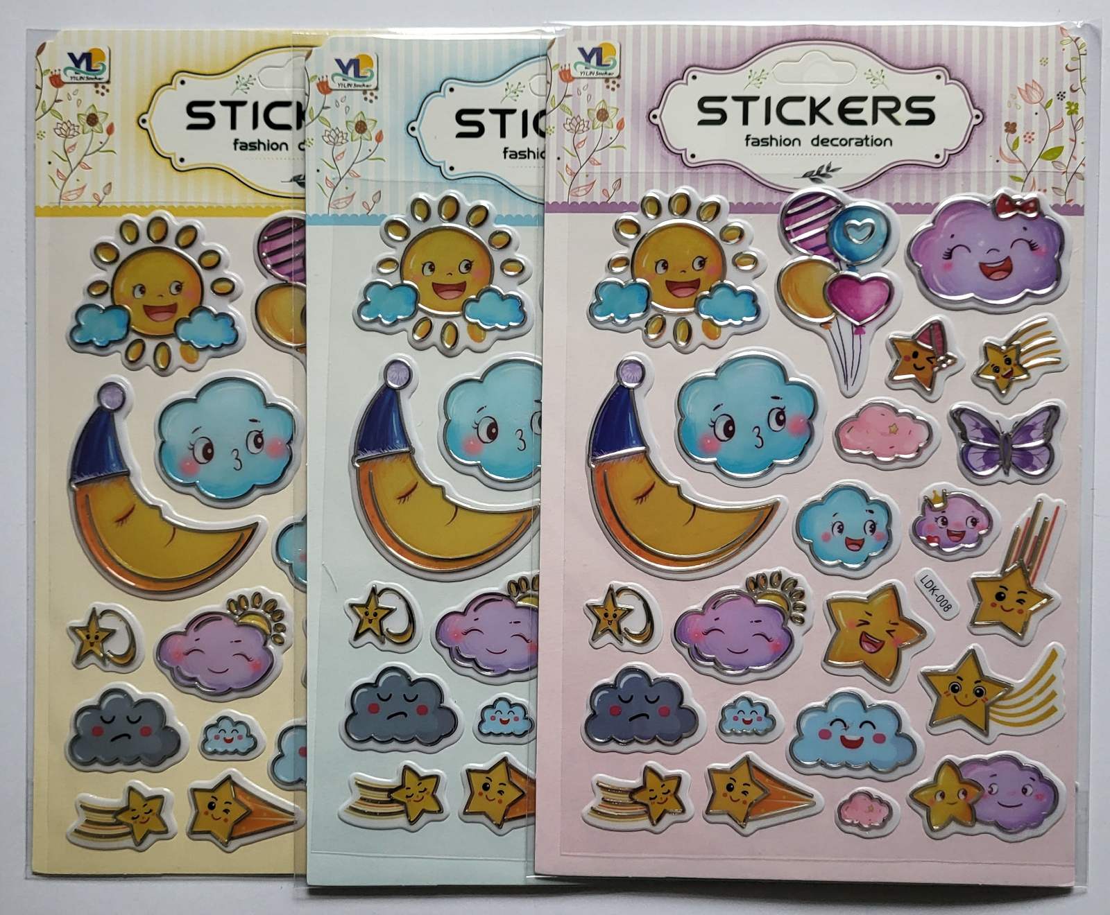 Наліпка пластикова з фольгою 15*24см, Хмарки та зірки