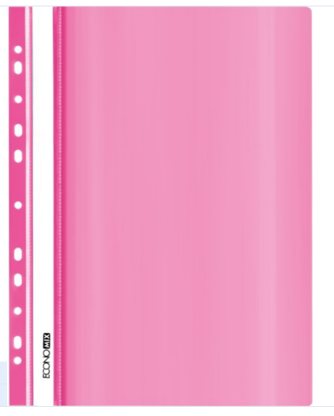 Папка-швидкозшивач А4 Economix E31510-09 з перфорацією, фактура "глянець", рожева