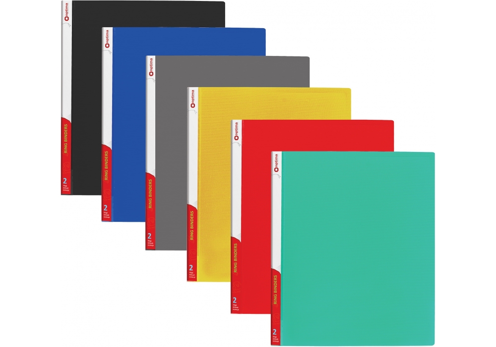 Папка пластикова А4 Optima на 4 кільця, фактура "СМУГА", асорті O35408
