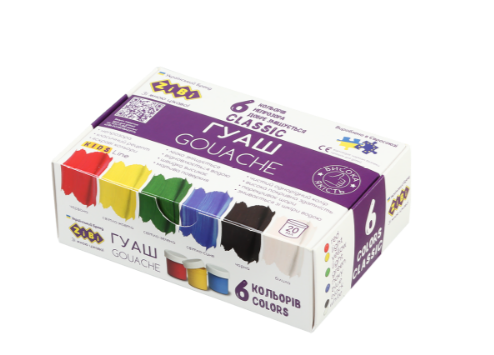 Гуаш CLASSIC 6 кол. х 20мл, в карт.коробці, KIDS Line