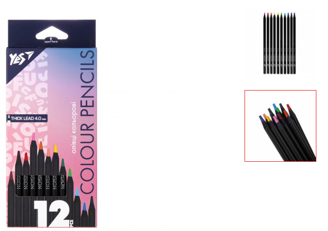 Олівці кольорові Yes 12 кол. "Fusion", чорне дерево 290762