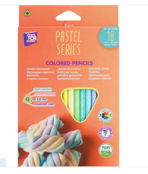 Олівці кольорові преміум "PASTEL" тригранні, 18 кольорів CF15185