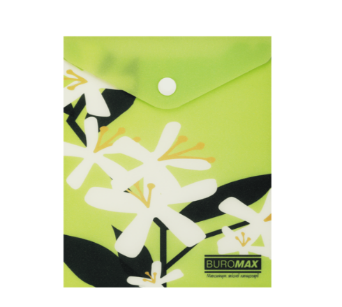 Папка конверт на кнопці ARABESKI, А6, матовий напівпрозорий, пластик, салатовий BM.3922-15