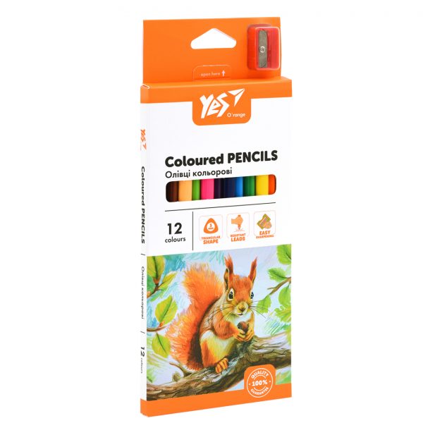 Олівці кольорові Yes O’range Line 12 кольорів з точилкою