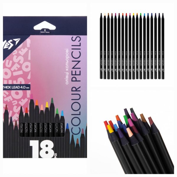 Олівці кольорові Yes 18 кол. Fusion, чорне дерево