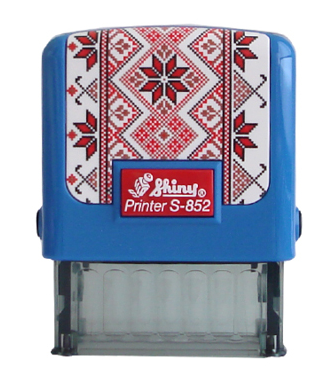 Оснастка для штампа 14*38мм "Згідно з оригіналом" "Вишиванка" синя S-852