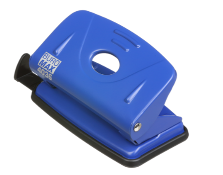 Діркопробивач металевий, до 10 аркушів, 123х61х38мм, синій BM.4036-02