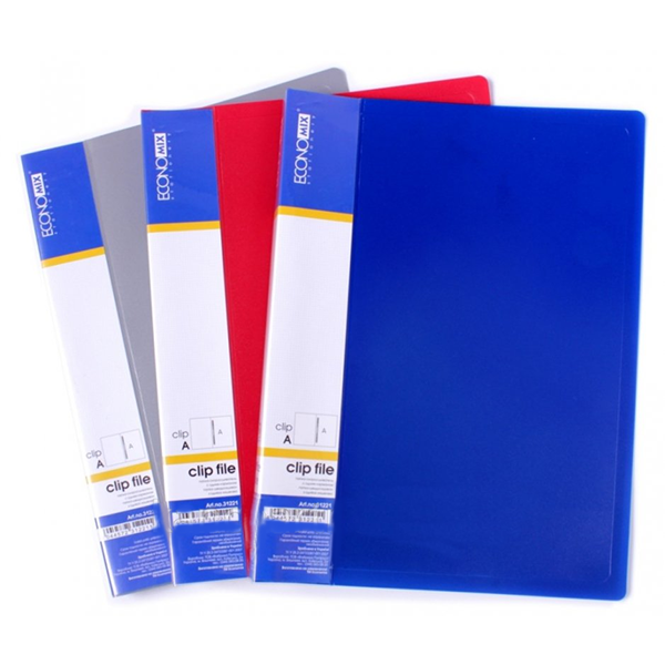 Папка-швидкозшивач А5 з пружинним механізмом Economix E31221 CLIP A, асорті