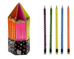 Олівець чорнографітний HB з гумкою, неоновий в горошок Star Color 9169