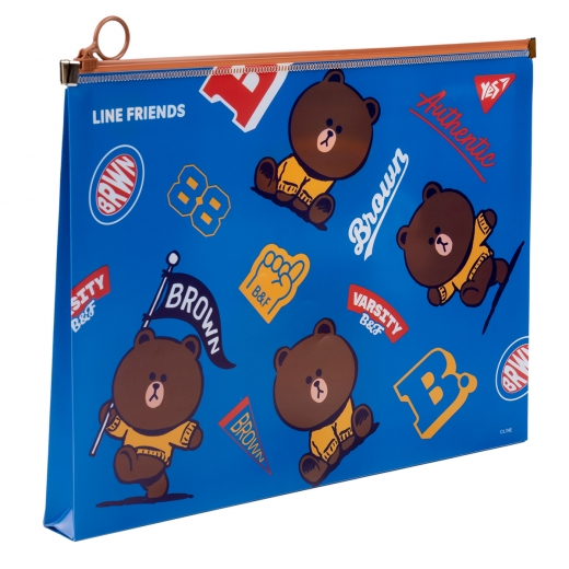 Папка-конверт YES А4 на блискавці "Line Friends"