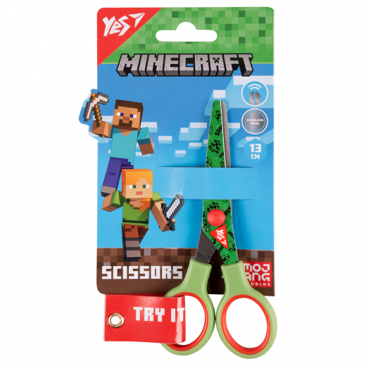 Ножиці Yes "Minecraft" 13см, з принтом на лезі, зелені