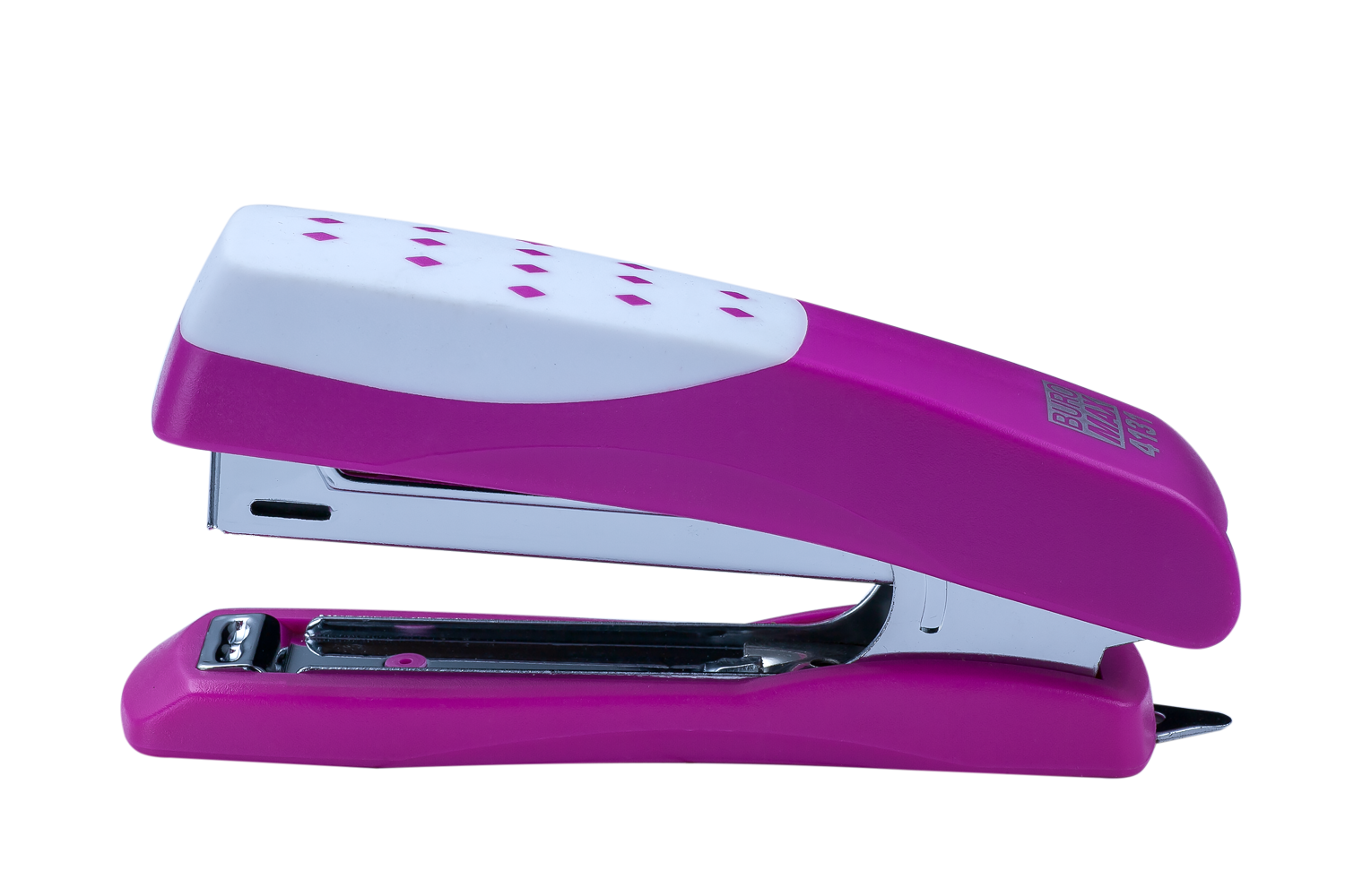 Степлер пластиковий "Шахматка"12арк., (скоби №10),  рожевий BM.4131-10