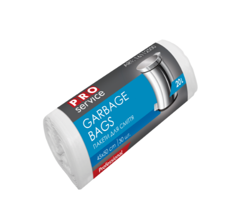 Пакети для сміття п/е, 45*50, білі HD, 20л/30шт (85шт/ящ) PRO SERVICE pr.16112500