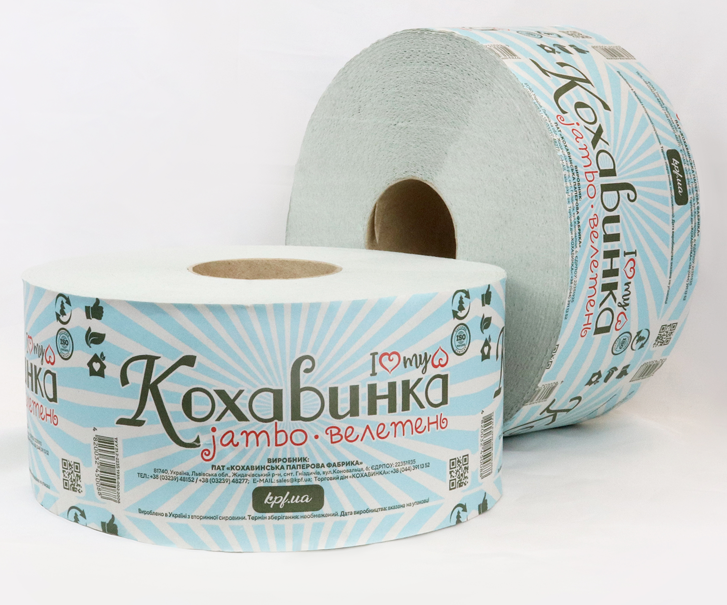 Папір туал. макул. "Велетень-Джамбо", 125м, на гільзі, сірий КОХАВИНКА kx.50088-grey