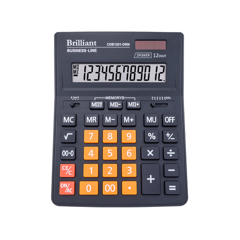 Калькулятор Brilliant CDB1201-ORN 12розр., 2-пит