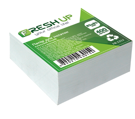 Блок паперу для нотаток 85х85х400 арк, клеєний, білий Fresh Up FR-1212