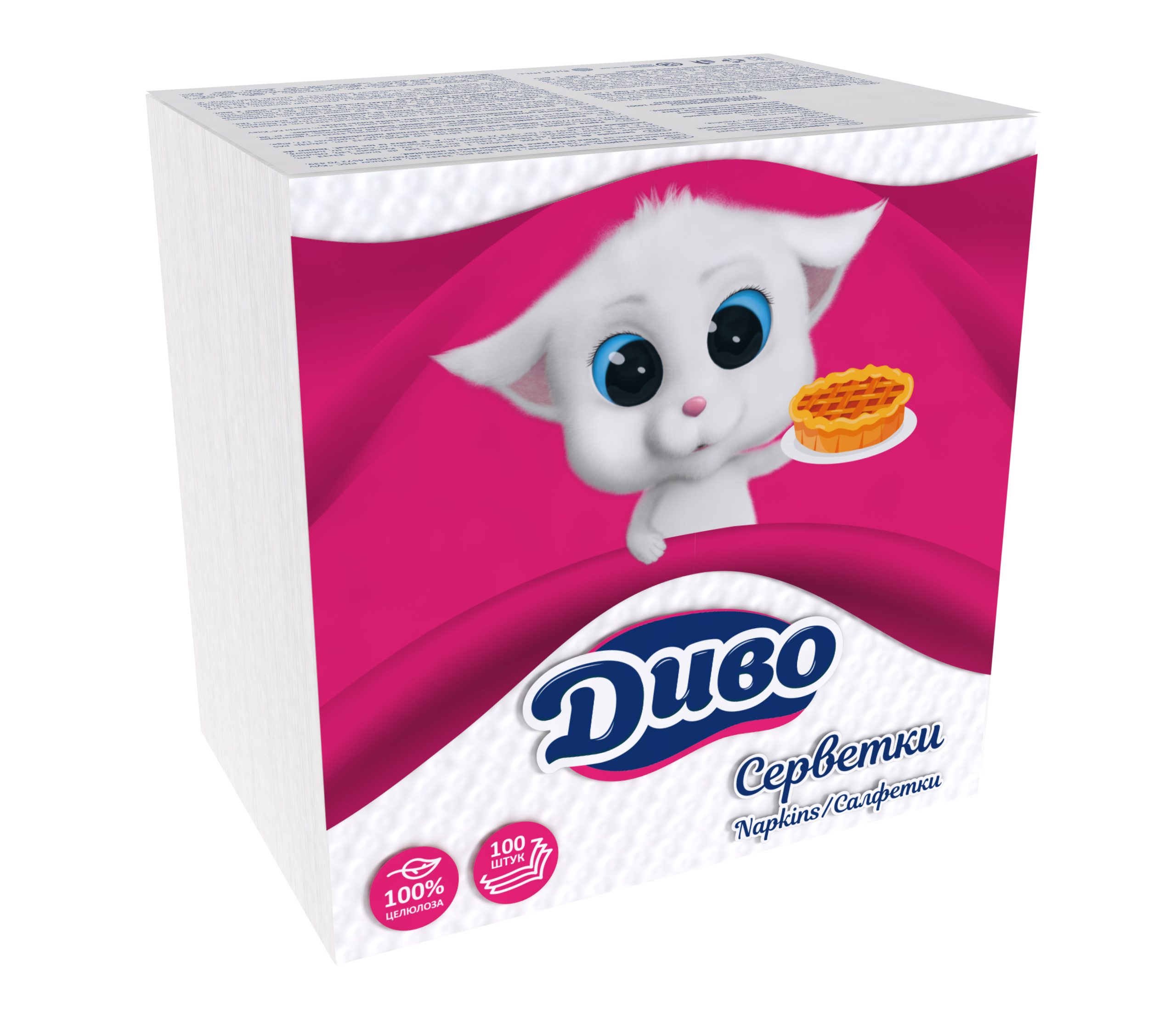 Серветки паперові "Диво", 330*330, 100шт. білі