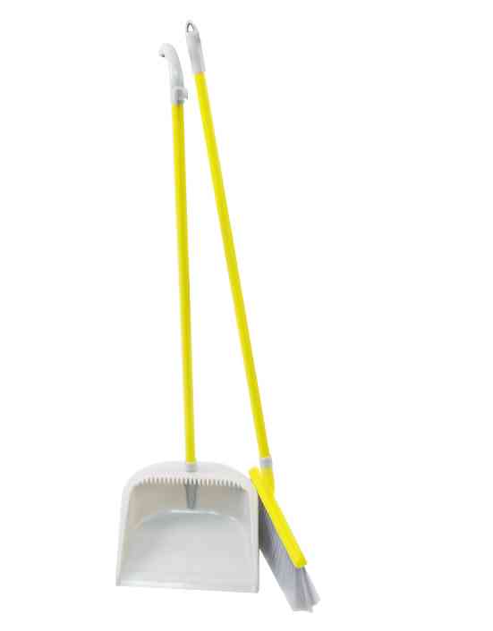 Совок зі щіткою з довгою ручкою 90см, жовто-сірий EF-0095-Y