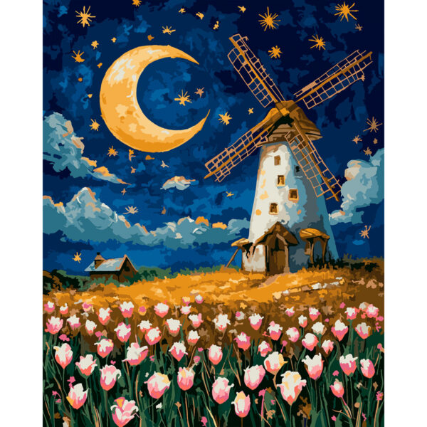 Картина за номерами SANTI "Чарівний млин", 40*50см, LED підсвітка 956664
