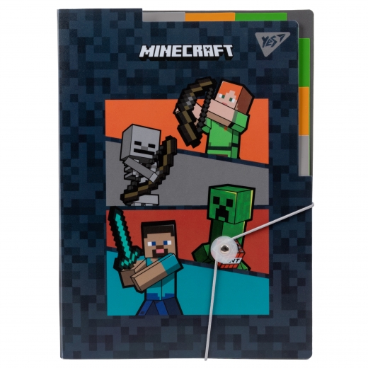 Папка YES А4 з 3 роздільниками на гумці "Minecraft"