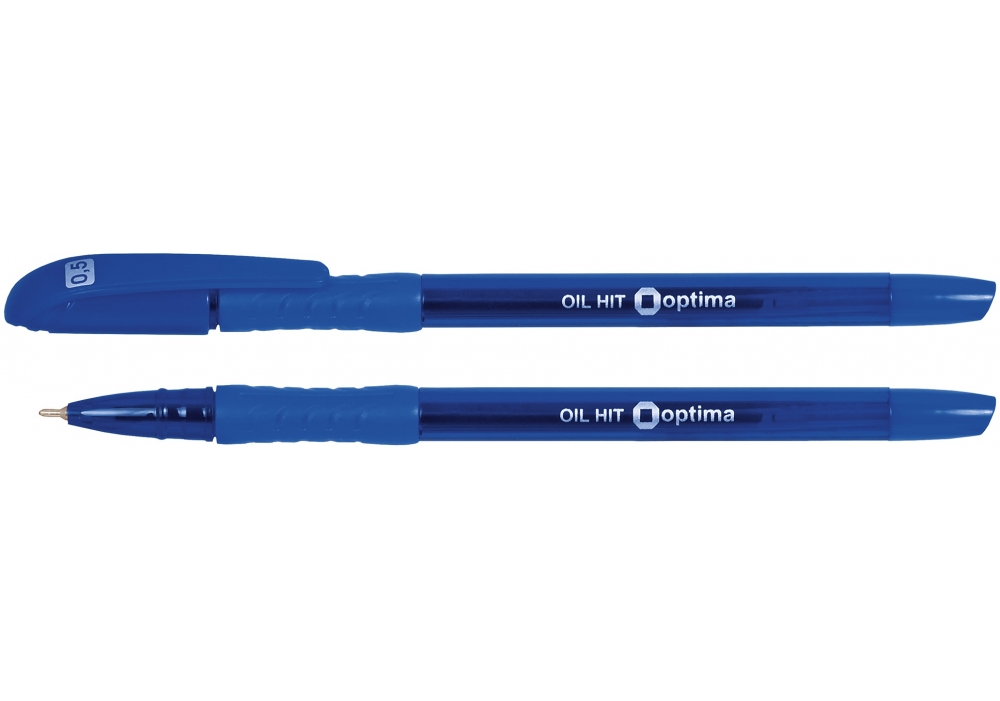 Ручка масляна OPTIMA O15630-02 OIL HIT 0,5 мм, пише синім