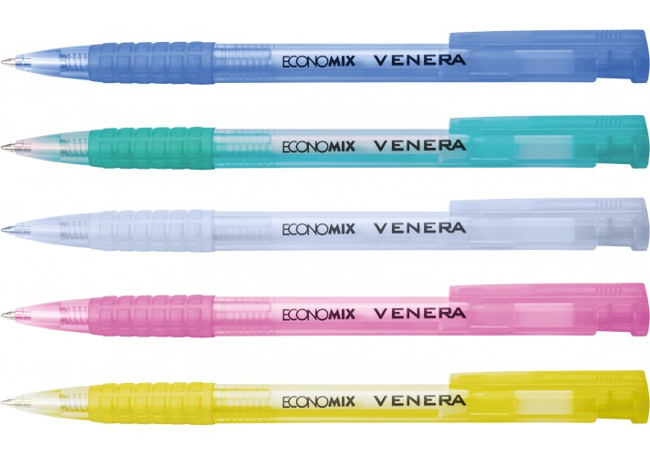 Ручка кулькова автомат Economix Venera синя, E10105-25