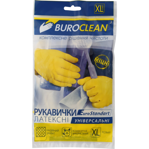 Рукавички Buroclean гумові латексні універсальні XL 1пара