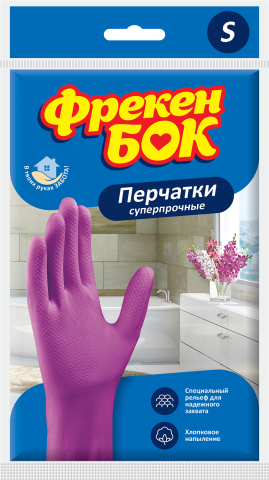 Рукавички універсальні, латексні, суперміцні, розмір S, рожеві, ФРЕКЕН БОК fb.80314