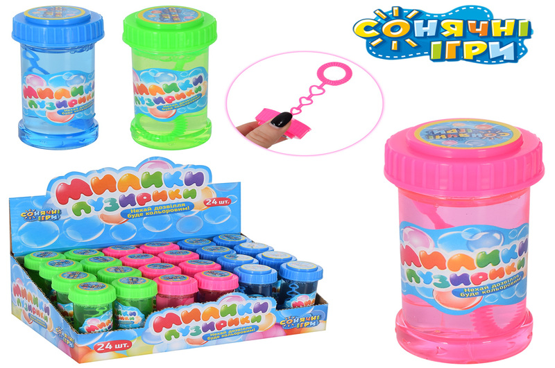 Мильні бульбашки М 2451 (384шт) 50мл 85 см 3 кольори 24шт в дисплеї 24-16-95см