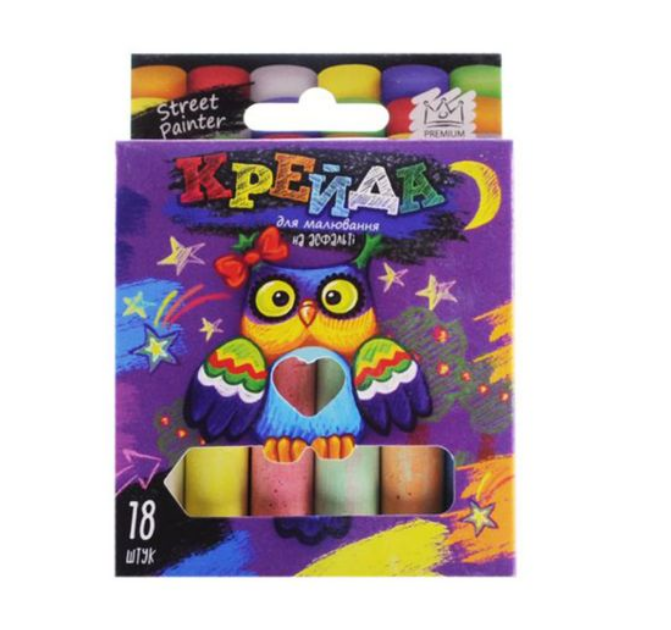 Крейда для малювання на асфальті" тонка 18 шт укр (24) MEL-02-04U
