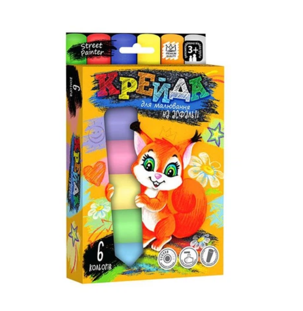 Крейда для малювання на асфальті" велика 6 шт укр (20) MEL-01-04U