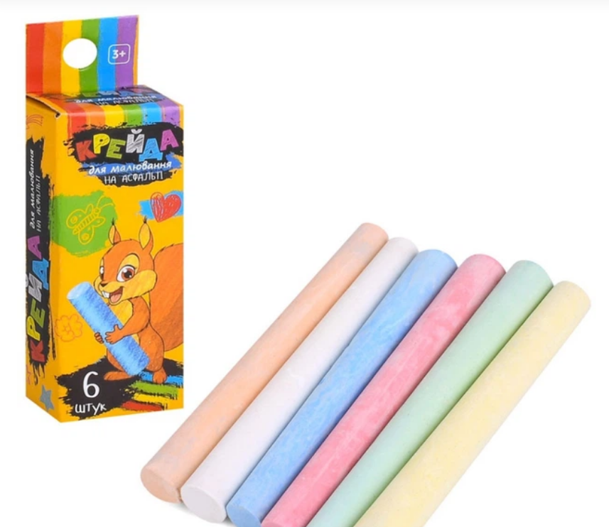 Крейда МК 4708 (480шт) тонка 6шт 73см кольорова кор 10-3-2см