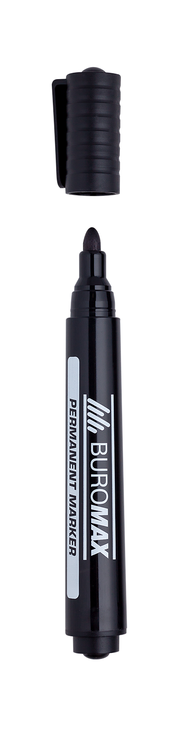 Маркер перман чорн BUROMAX ВМ.8700-01 водостійкий в уп 12шт