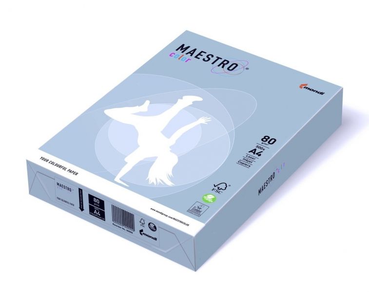 Папір кольоровий А4 160 г/м 1арк Maestro Color Pastell OBL70 Iceblue блакитний лід