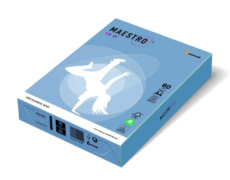 Папір кольоровий  А4 160 г/м 1 арк.  Maestro Color Intensive AB48 Aqua Blue синій
