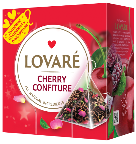 Чай бленд чорного та зеленого 2г*15, пакет, "Cherry Confiture", LOVARE