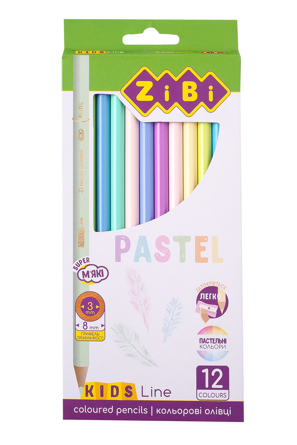 Олівці кольорові Pastel, 12 шт., KIDS LINE ZB.2470