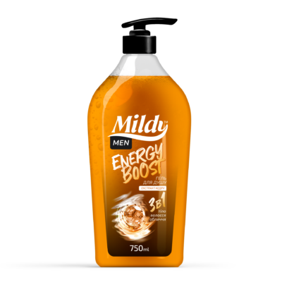 Зниження ціни! Гель для душу чоловічий Mildy 3в1 Energy Boost 750мл