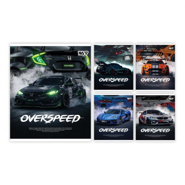 Зошит учнівський Yes "Overspeed" А5/24 кл. ірідіум+УФ глянець 768590